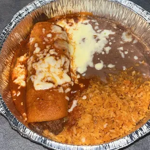 a plate of mexican food on a table