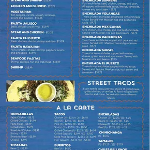 a menu for a mexican restaurant