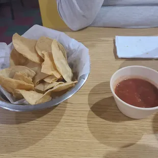 Corn chips and  chunky salsa