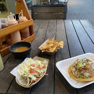 Fish taco Shrimp Ceviche Tostada