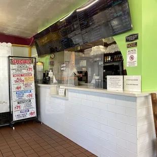 the counter and menu