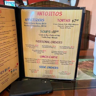 menu and phone