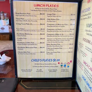menu