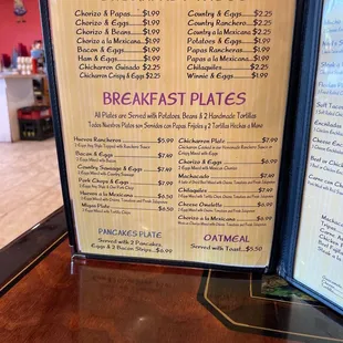 menu