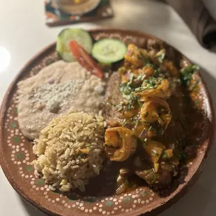 Bass and shrimp dinner