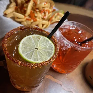 Tamarindo and pomegranate margaritas