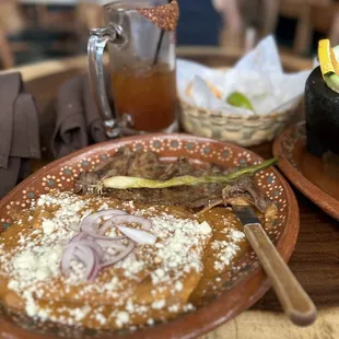 Enfrijoladas and Steak