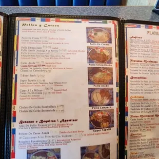 a menu for a mexican restaurant