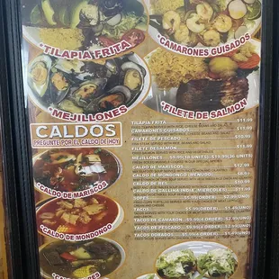 a menu for a mexican restaurant