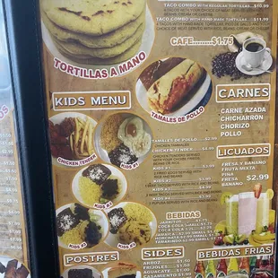 a menu for a mexican restaurant