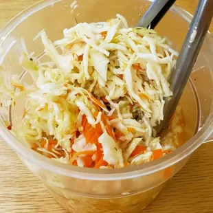 a bowl of coleslaw