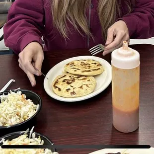 Chicharon, queso and beans, steak and queso
