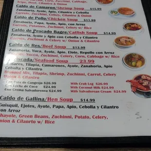 Soup menu.