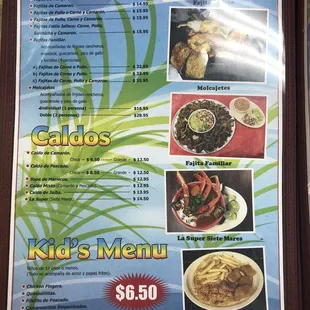 the menu for el pulpo