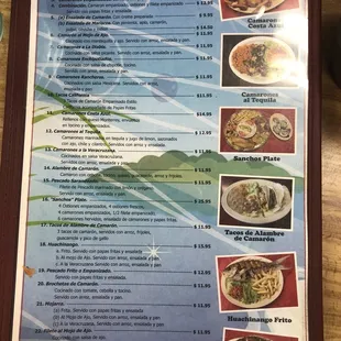 a menu for a mexican restaurant