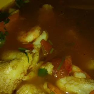 Mixto soup fish and shrimps.