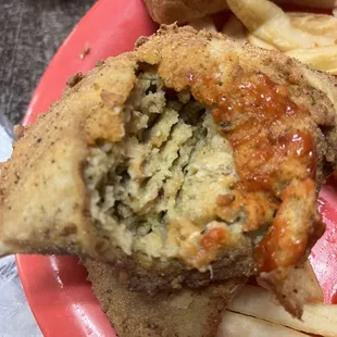 Undercooked crab cake