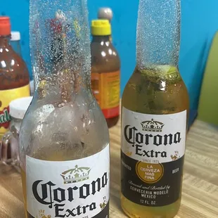 two bottles of corona extra beer