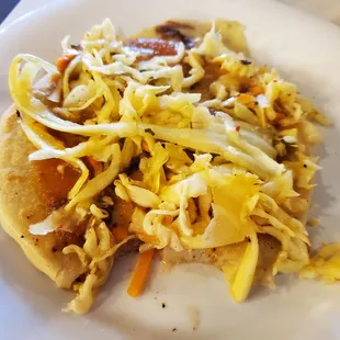 Cheese and loroco pupusa