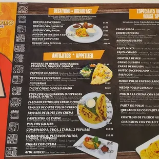 a menu for a mexican restaurant