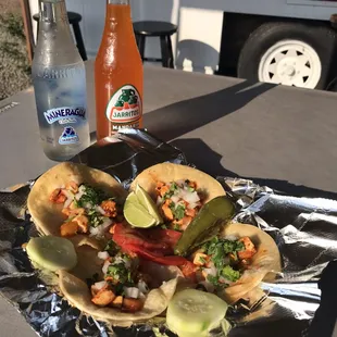 Tacos al pastor $8 for 4.