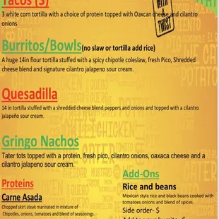 Full menu with social media