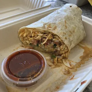 Half the Burrito and salsa... I got too excited and ate half before the picture :/