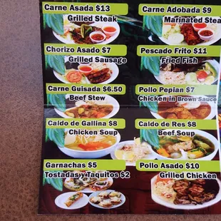 a menu for a mexican restaurant