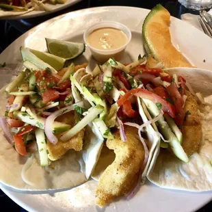 Fish tacos! This is definitely my most favorite thing I&apos;ve gotten here. Nice bite and crunch with the veggies