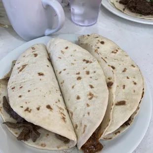 My 2 guisada tacos and asada taco