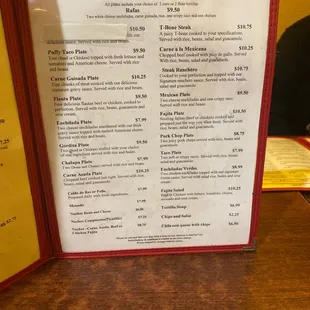 Lunch menu