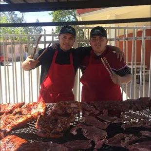 Making the grilled chickens, carne asada, and BBQ ribs on weekends