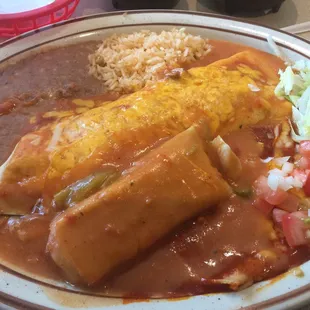 #6 combo - chicharone burrito, tamale, enchilada