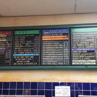 Menu as of 4/18/21