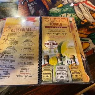 Drink menu with Tequila Flights