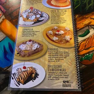 Dessert menu