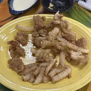 Chicken tenders and fries? But like what the actual fuck? It was green on the inside.