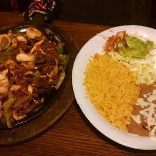 Fajitas El Ranchero Steak, chicken, shrimp and chorizo