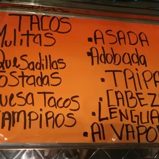 a menu for a mexican restaurant