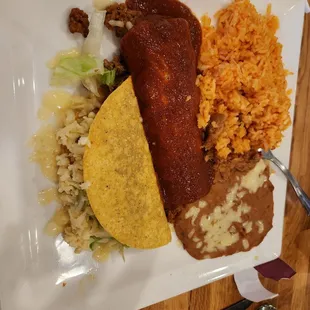 Enchilada and taco combo lunch