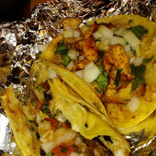 This is the only pic I got because we ate everything else so fast lol. Steak and chicken taco. Bommmmbbbb! :)