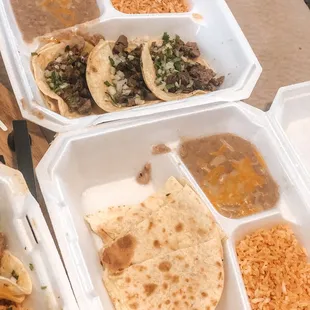 Cheese Quesadilla and Carne Asada Combination Plate