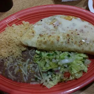 Yummy chicken quesadilla rice beans pico de gallo