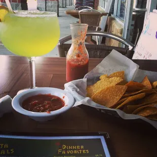 Margarita with chips and salsa