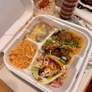 Shrimp and carne asada tacos