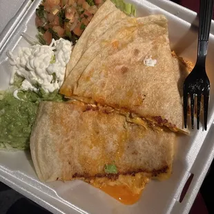 Chicken Quesadilla,  my man loved his asada fries, thank you, amazing food, we were so hungry