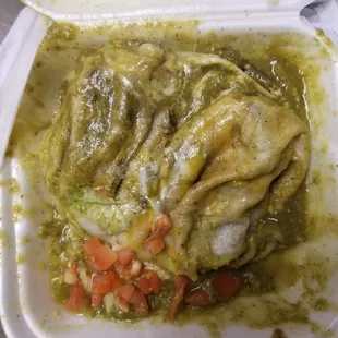 Chili verde wet burrito