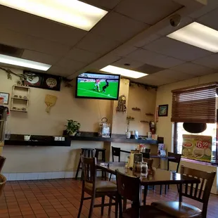 a television in a restaurant