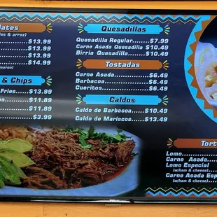 menu and prices