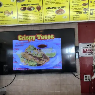 Screen menu crispy tacos